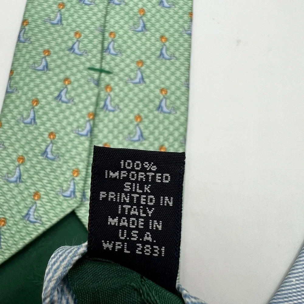 Vintage Tommy Hilfiger Men Seal Pattern‎ 100% Silk Neck Tie USA W:3.625